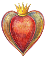 Red heart with a sleek and stylish crown png