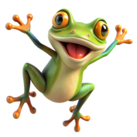 Bouncing frog in a happy pose on transparent background png