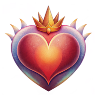 Heart shape with crown on transparent background png