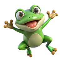 Funny frog in a bouncing pose on transparent background png