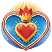 Red heart topped with a shiny golden crown png