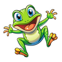 Playful frog jumping with a cheerful expression on transparent background png