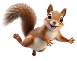 Adorable little squirrel making a bouncy jump on transparent background png
