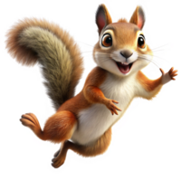 Excited woodland squirrel in a dynamic leap on transparent background png