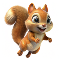 Adorable fluffy squirrel making a fun jump on transparent background png