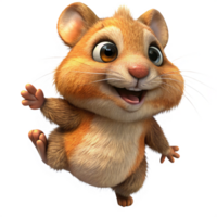 Happy hamster soaring upwards in a jump with transparent background png