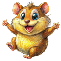 Cute jumping hamster with tiny ears and fluffy tail on transparent background png