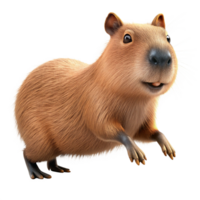 Adorable little capybara making a bouncy jump on transparent background png