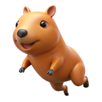 Cute capybara enjoying an exciting jump on transparent background png