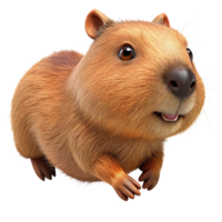 Happy jumping capybara in an energetic pose with transparent background png