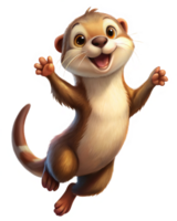 Energetic jumping otter captured in a fun leap on transparent background png