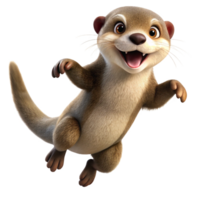 Happy otter soaring upwards in playful motion with transparent background png