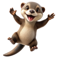 Adorable little otter making a bouncy jump on transparent background png