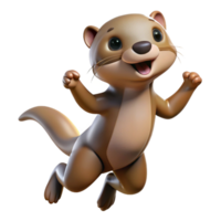 Happy and playful otter bouncing up on transparent background png