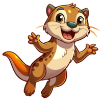 Cute otter character in a jumping pose with transparent background png