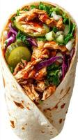 Fresh chicken wrap loaded with colorful vegetables and savory sauce ready to be enjoyed for lunch or dinner photo