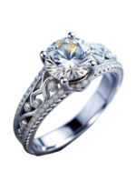 Precious diamond ring with refined details on transparent background png