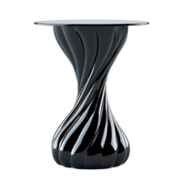 Luxurious Side Table with Glossy Twisted Base and Glass Top Finish Isolated on Transparent Background png