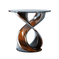 Stylish Glass-Top Accent Table with Artistic Twisted Base Design Isolated on Transparent Background png
