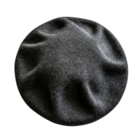 Stylish Black Wool Beret Close-Up Isolated on Transparent Background png