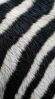 Close-up view of striped patterns on a zebra's fur highlighting the unique black and white coloration in natural habitat photo