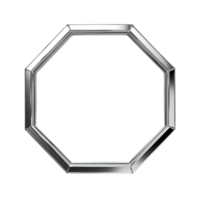 Luxury Transparent Octagonal Picture Frame with Glossy Chrome Borders Isolated on Transparent Background png