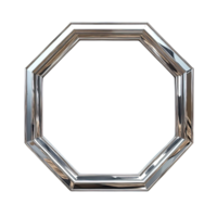 Minimalist Transparent Glass Frame with Unique Octagonal Shape and Shiny Silver Edges Isolated on Transparent Background png