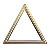 Sleek Geometric Triangle Photo Frame with Shiny Brass Borders Isolated on Transparent Background png