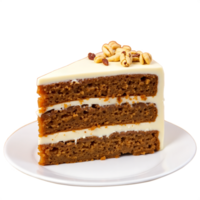Close-Up of Moist Carrot Cake with Frosting Ideal for Menu Recipe Designs png