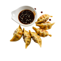Delicious Pan-Fried Dumplings with Teriyaki Sauce High Quality Food Image png