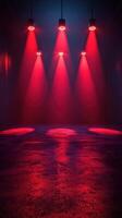 Red spotlight illumination creates a dramatic atmosphere in an empty performance space photo