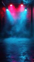 Colorful lights illuminate a foggy club environment during a nighttime event in an underground venue photo