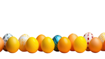 A row of colorful easter eggs on a black background png