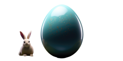 A white rabbit and an egg on a black background png