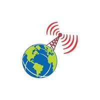A globe with a radio antenna on it vector
