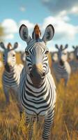 Zebras gather in golden grasslands during a sunny afternoon in the savanna photo