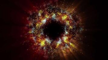 The bright, magical orange-fiery flash resembles a colorful and sparkling fireworks display. Looping animation. video