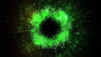 The bright, magical green flash is reminiscent of colorful and sparkling fireworks. Looping animation. video
