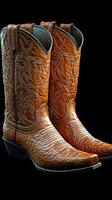 High-quality handcrafted leather cowboy boots with detailed stitching, showcasing western style and craftsmanship photo