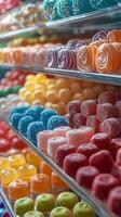 Colorful candy display at a local confectionery shop inviting sweet-toothed visitors midday photo