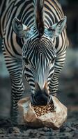 Zebra feeding time in a natural habitat during daylight hours photo