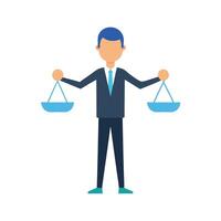 Professional accountant efficiently balances company finances using utmost careful precision vector