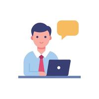 Office worker promptly responds to professional messages with clear efficiency vector