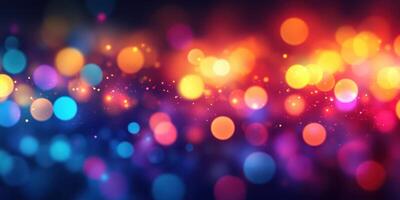 Colorful bokeh lights create a vibrant atmosphere at a nighttime celebration or event photo