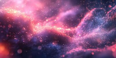 Vivid cosmic landscape filled with colorful sparkles and ethereal lights during a mystical cosmic event photo