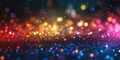 Colorful sparkles create a vibrant abstract background of light and energy in a festive atmosphere photo