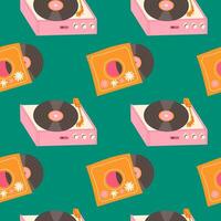 Vintage seamless pattern with record player vector