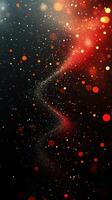 Colorful abstract background with sparkling particles and lights in red and gold tones creating a festive atmosphere photo
