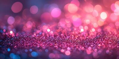 Dazzling display of multicolored bokeh lights on sparkling surface during a festive celebration at night photo