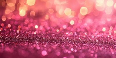 Sparkling pink glitter background with shimmering bokeh lights creating a vibrant and festive atmosphere photo